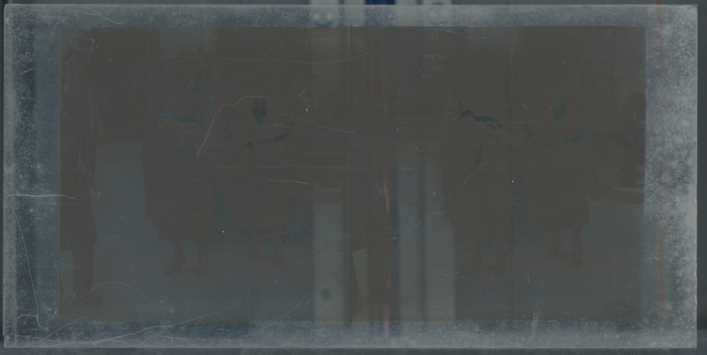Personnages, Longchamp, Paris, plaque verre stéréoscopique, positif 8,5x17 cm