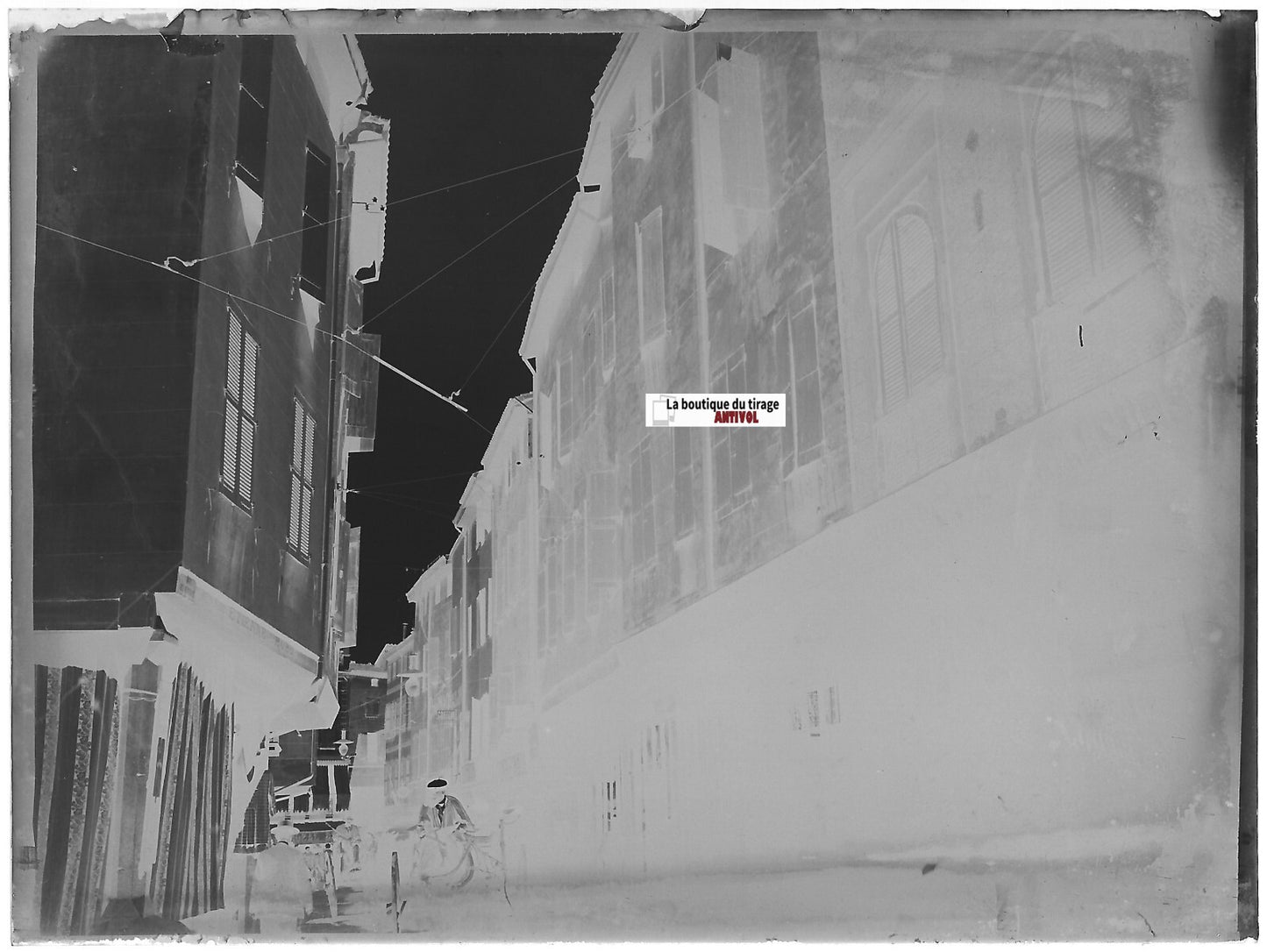 Perpignan, rue des Marchands, Plaque verre photo négatif noir & blanc 9x12 cm