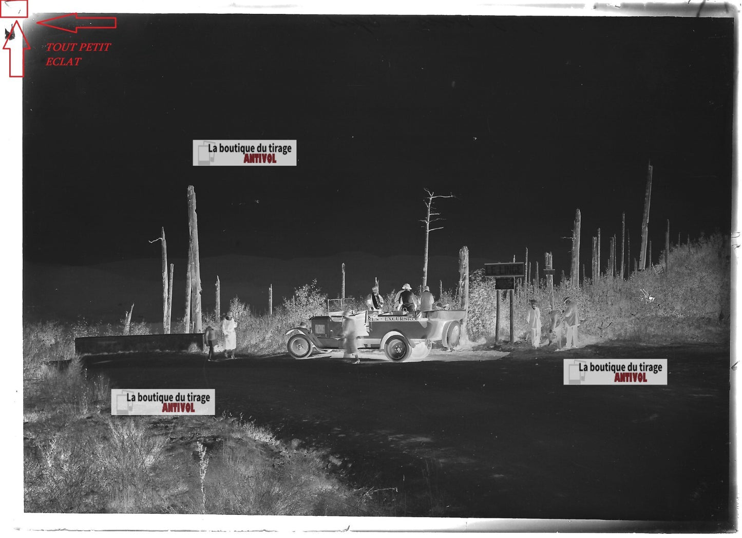 Plaque verre photo ancienne négatif noir et blanc 13x18 cm Trois Epis col Linge