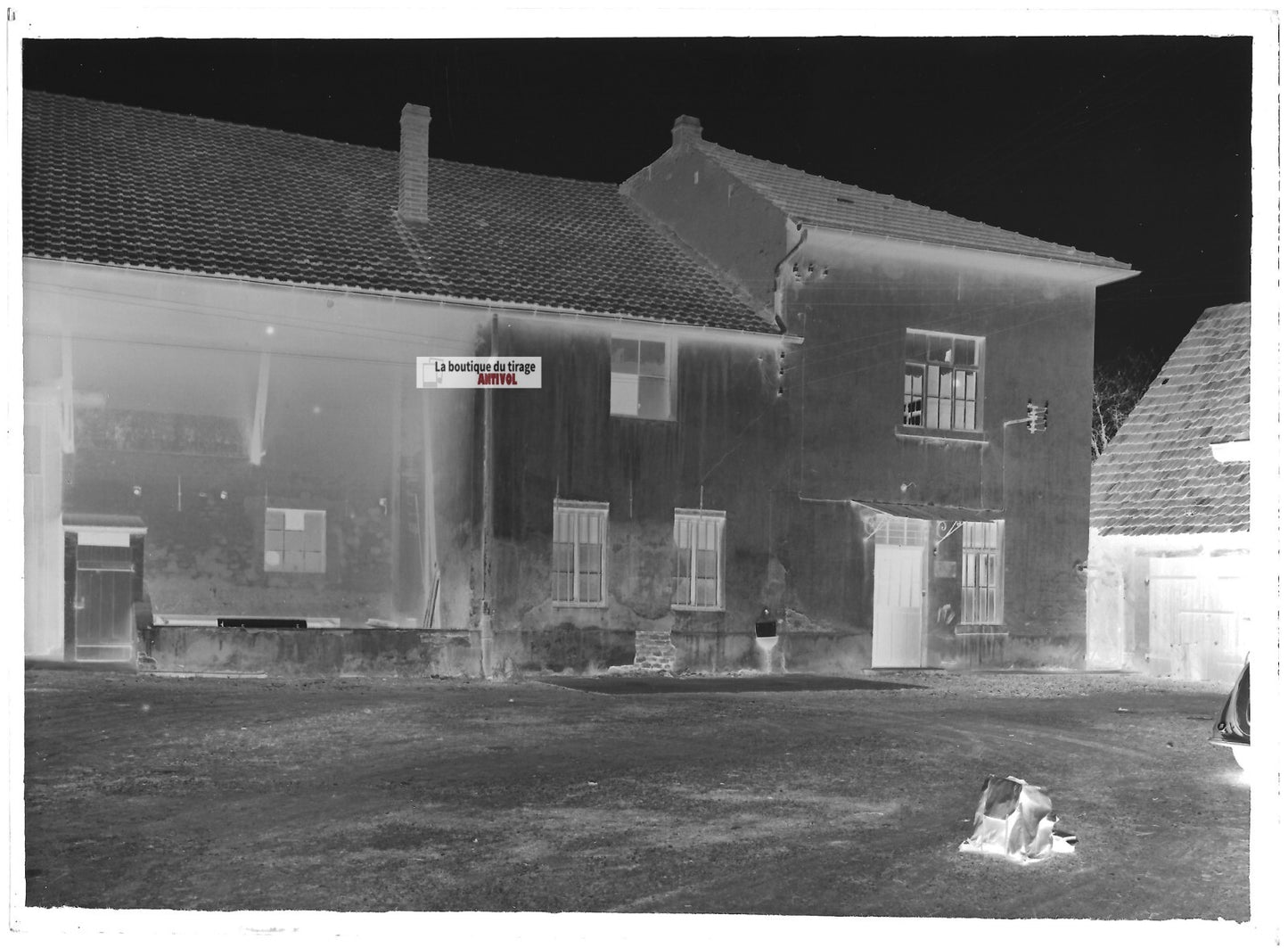 Plaque verre photo ancienne négatif noir et blanc 13x18 cm entreprise France