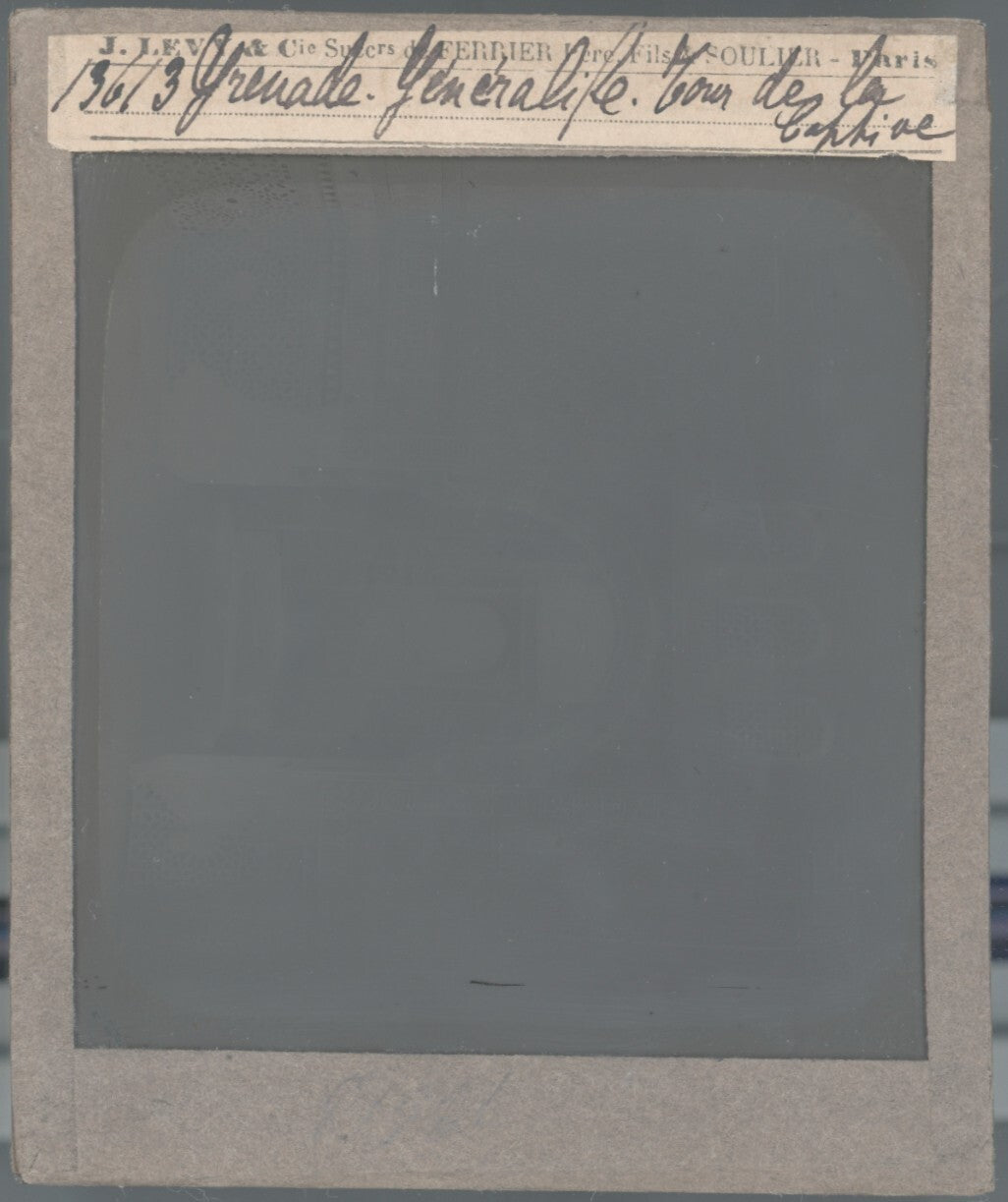 Grenade, Alhambra, Tour de la Captive, photo plaque de verre, positif 8,5x10 cm