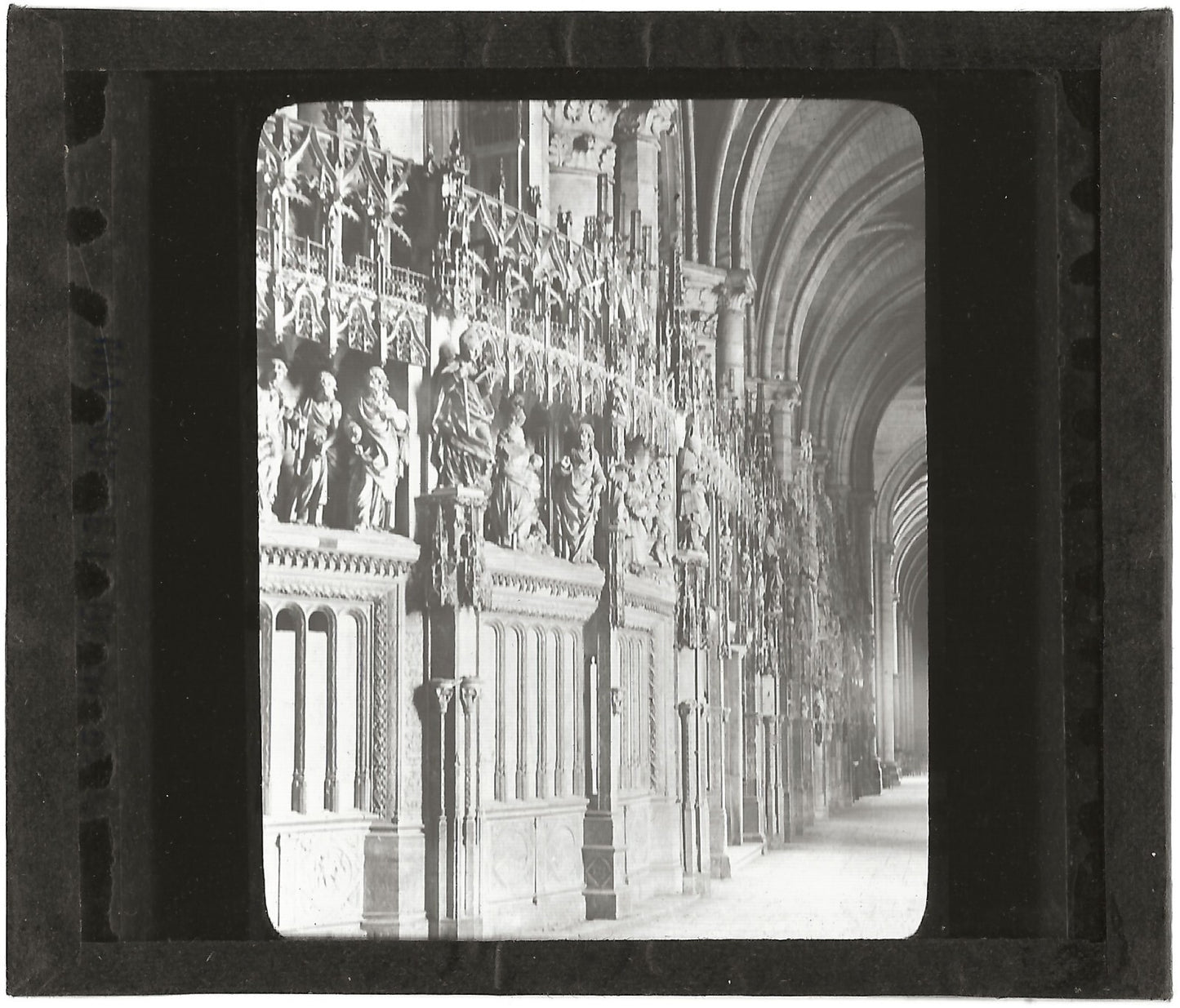 Chartres, tour du Choeur, photo ancienne plaque verre, positif 8,5x10 cm