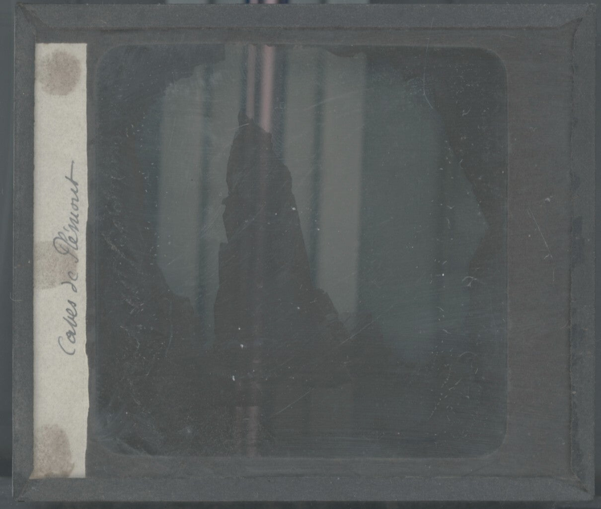 Grottes de Plémont, Jersey, photo ancienne plaque verre, positif 8,5x10 cm