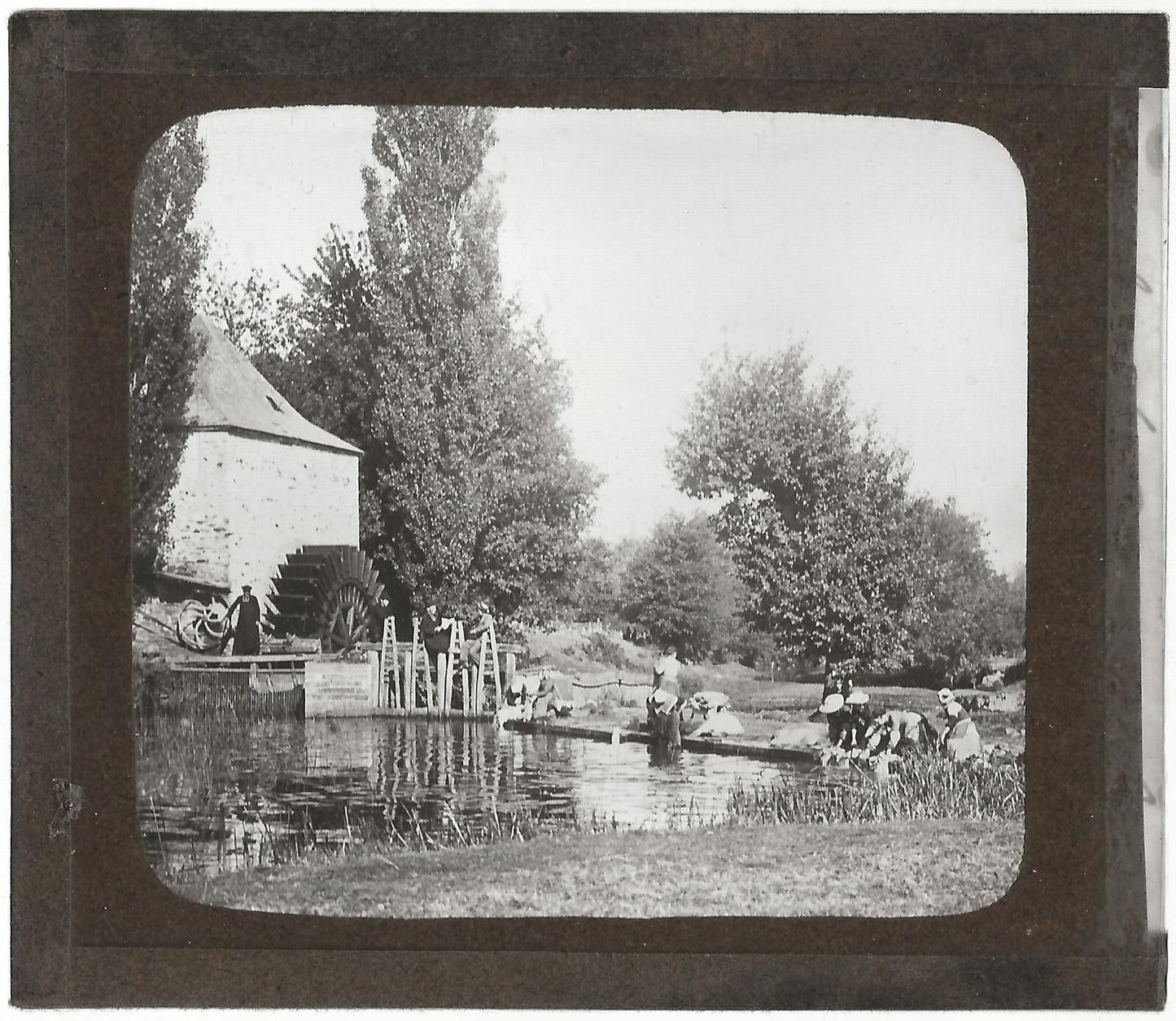 Guémené-Penfao, moulin, photo ancienne plaque de verre, positif 8,5x10 cm