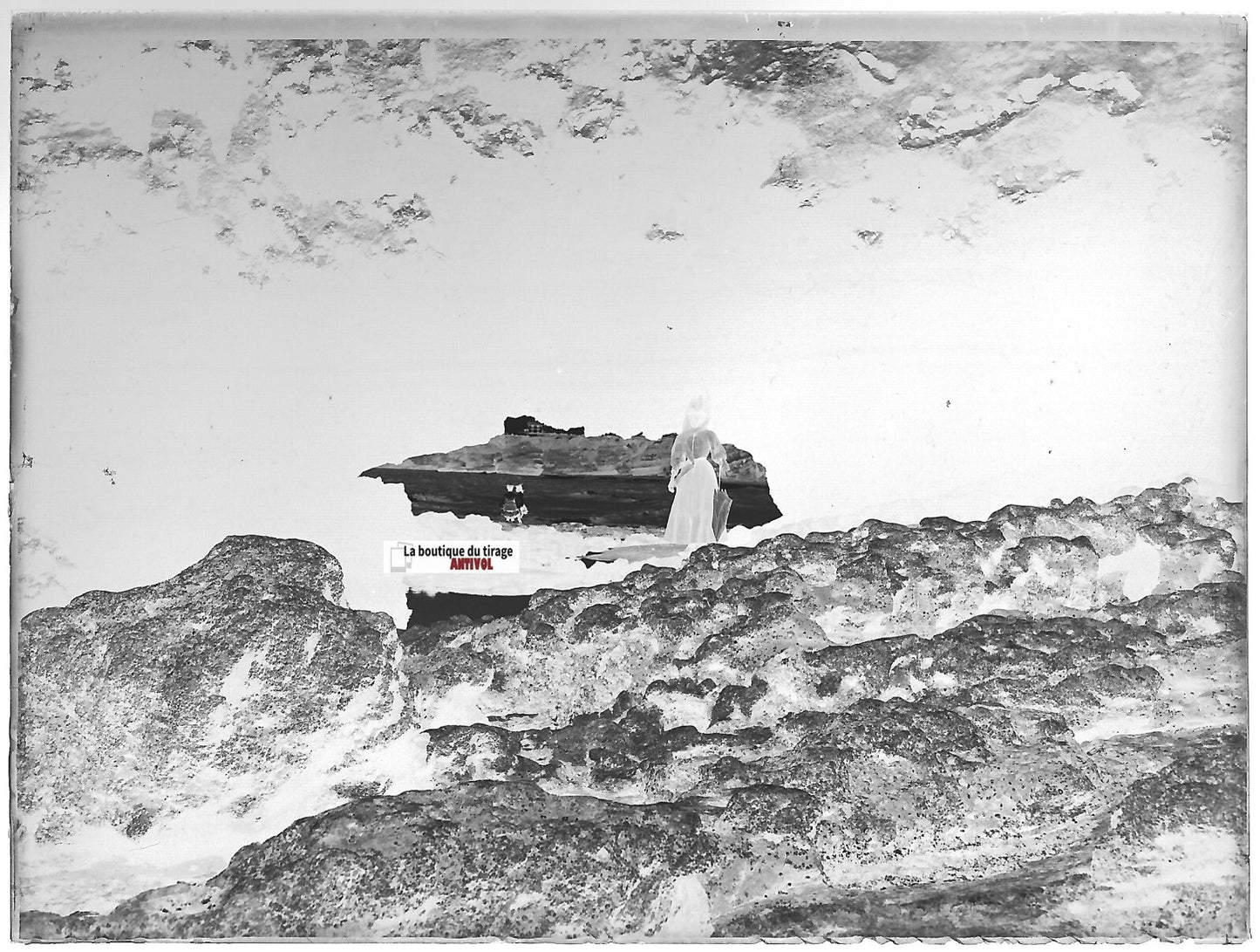 Biarritz, Basta, Plaque verre photo ancienne, négatif noir & blanc 9x12 cm