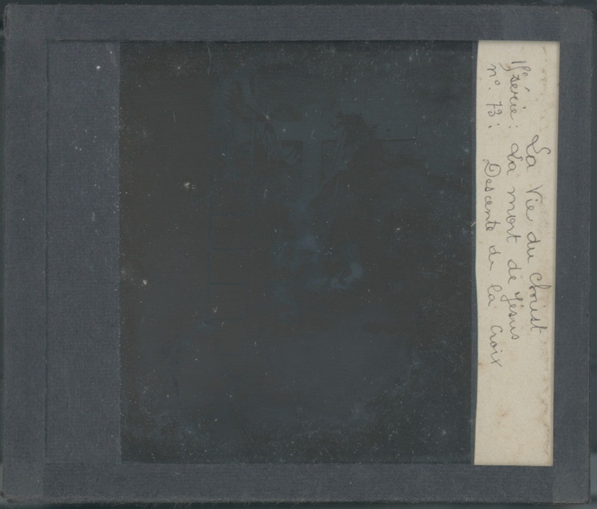 La Descente de la Croix, photo ancienne plaque verre, noir & blanc, 8,5x10 cm