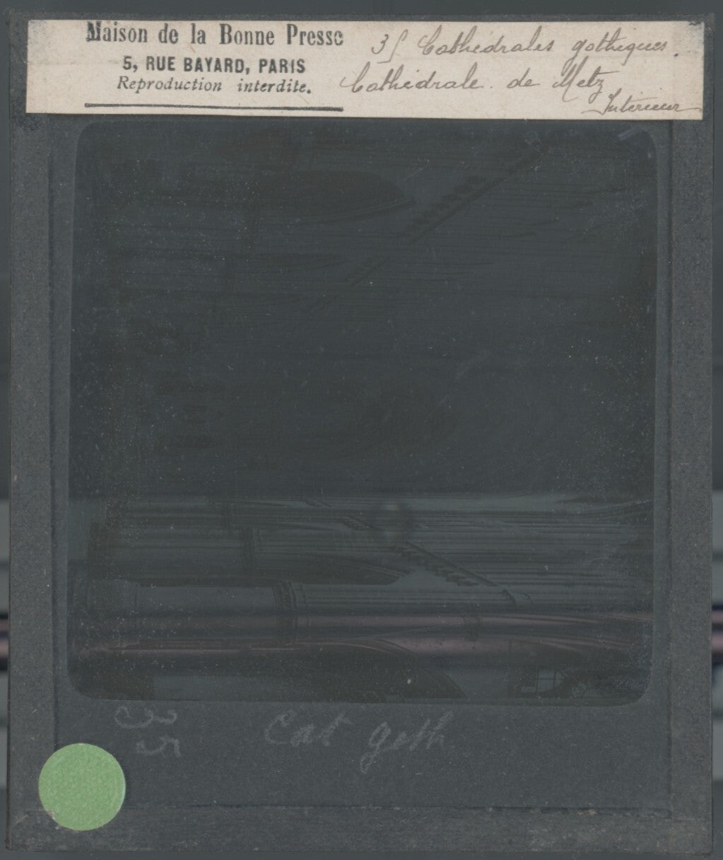 Cathédrale Saint-Etienne de Metz, photo plaque verre, positif 8,5x10 cm