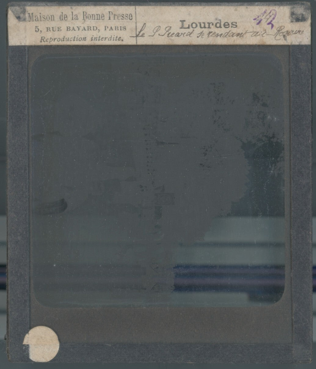 Lourdes, photo ancienne plaque verre, noir et blanc, positif 8,5x10 cm