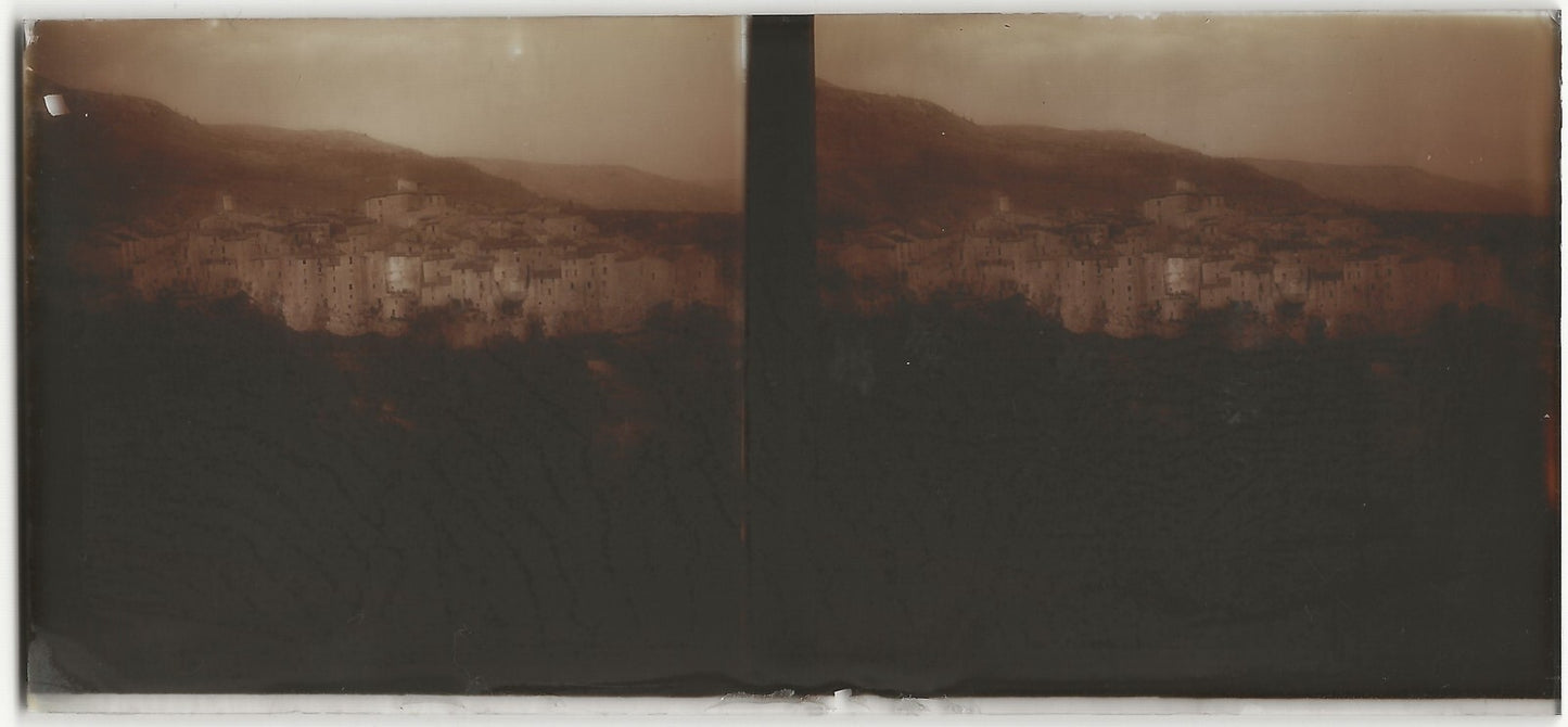 Tourrettes-sur-Loup, Plaque verre photo stéréo, positif noir & blanc 6x13 cm
