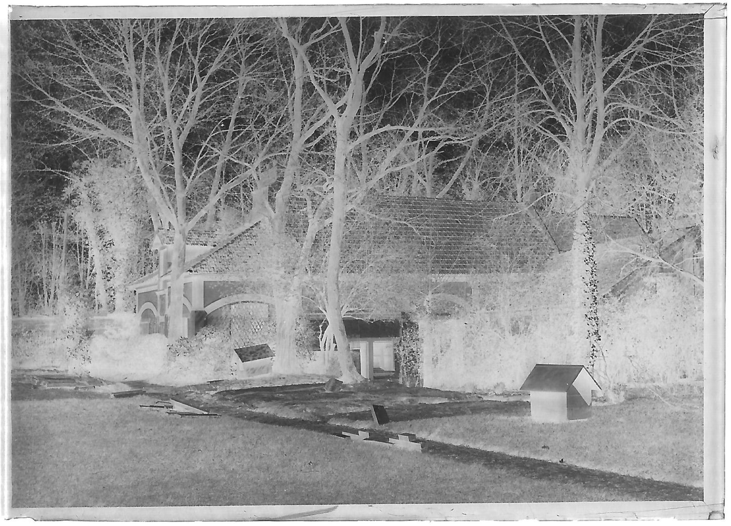 Plaque verre photo ancienne négatif noir et blanc 6x9 cm château glass plate
