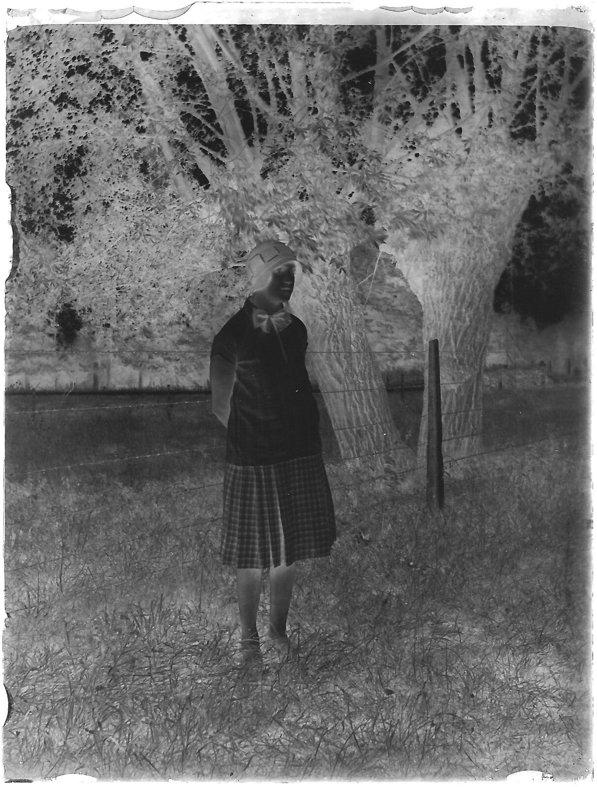 Plaque verre photo ancienne négatif noir et blanc 9x12 cm femme glass plate