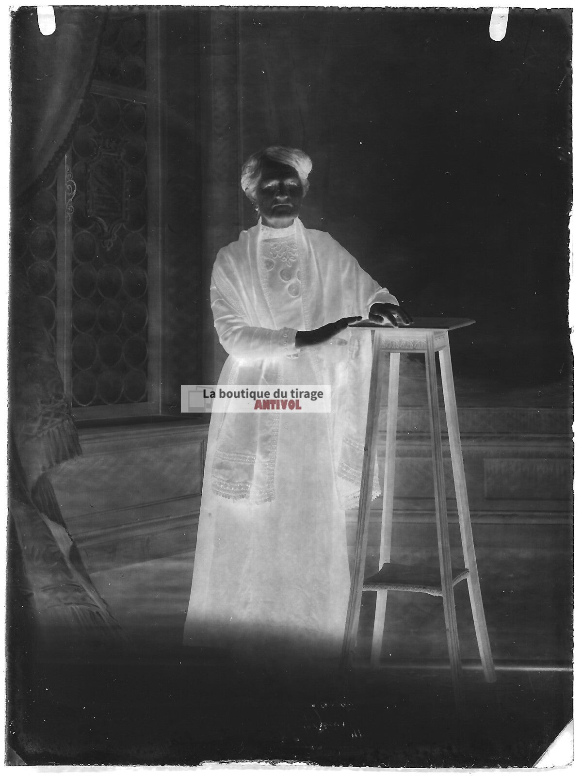 Plaque verre photo ancienne négatif noir et blanc 9x12 cm femme glass plate