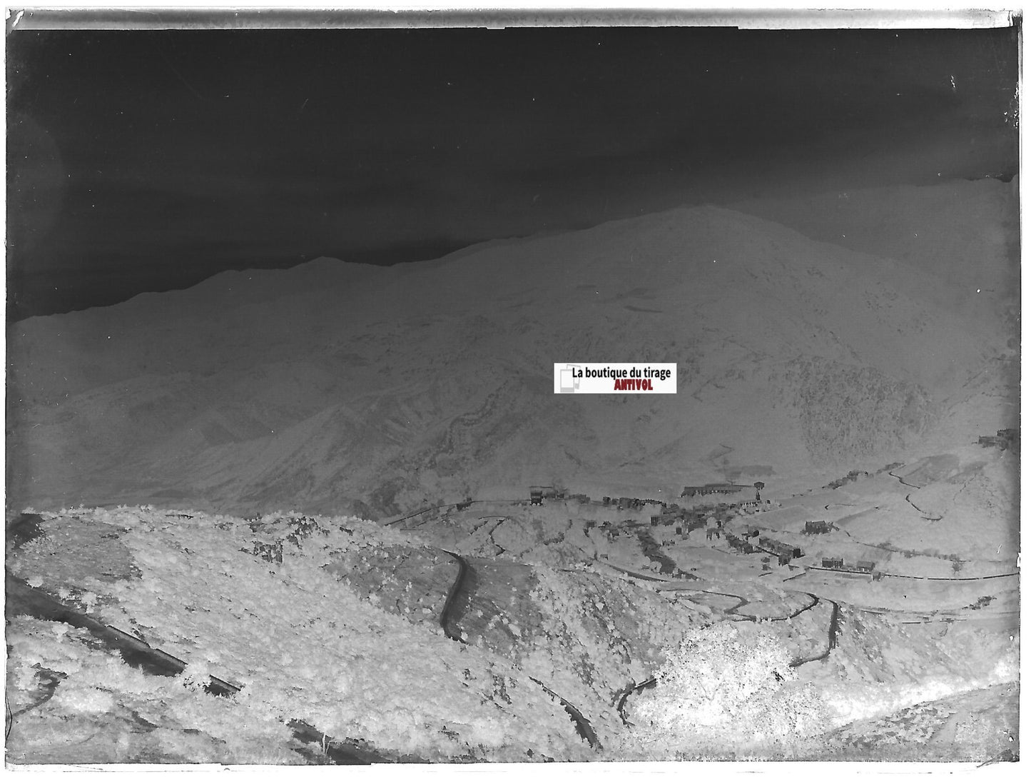 Amélie-les-Bains, Plaque verre photo ancienne, négatif noir & blanc 9x12 cm