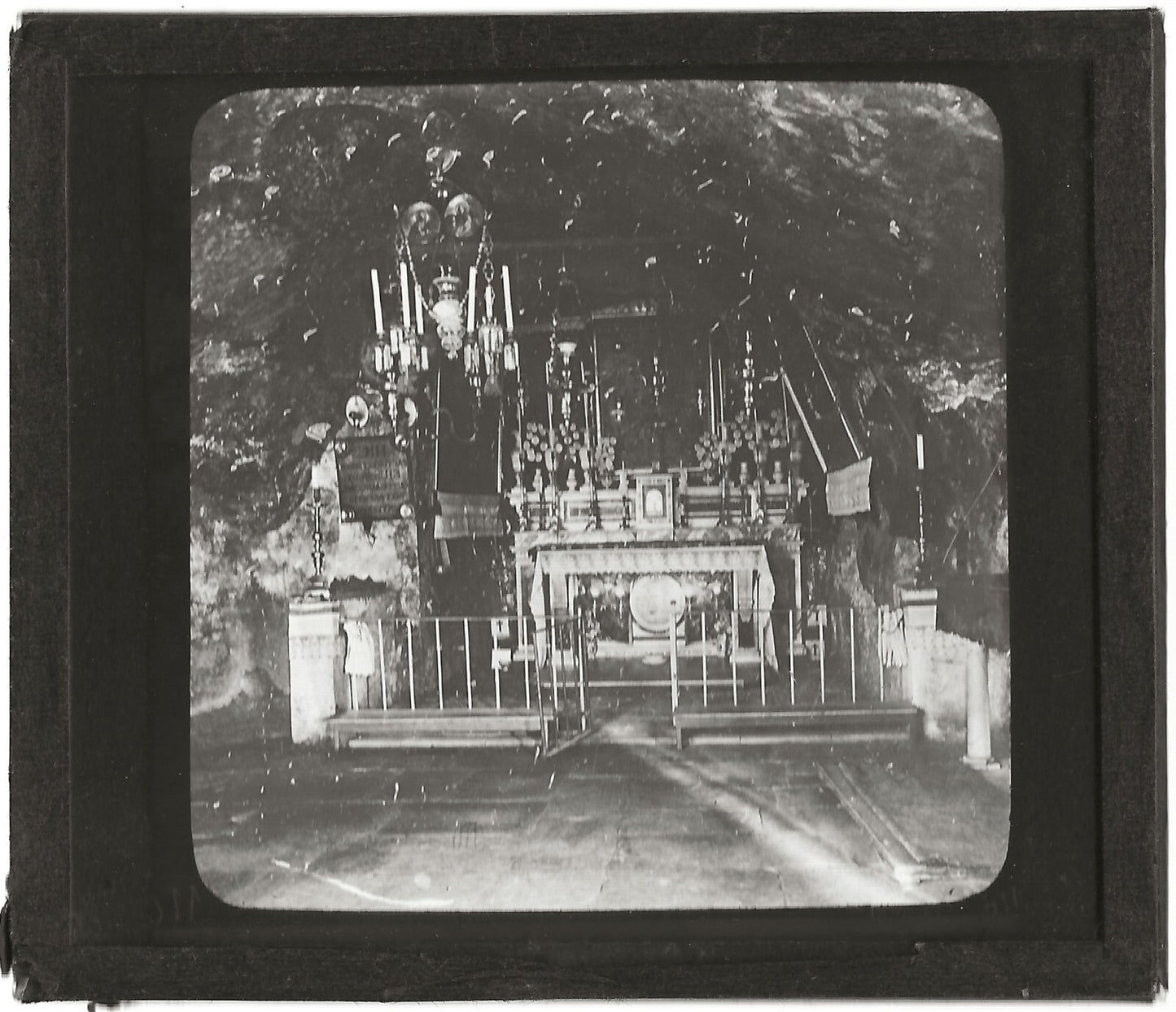 Grotte de l'agonie, Jérusalem, photo ancienne plaque de verre, positif 8,5x10 cm