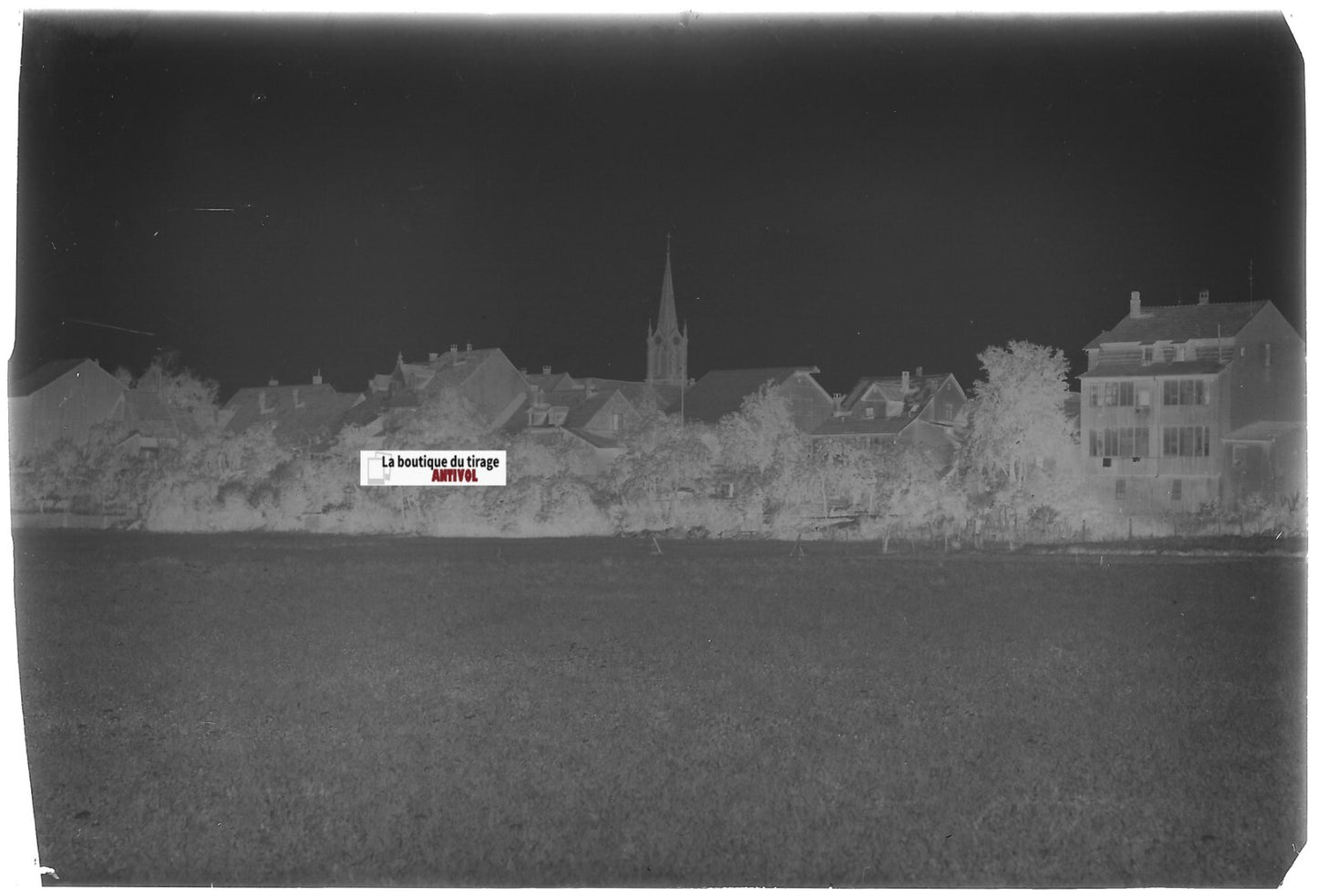 Niffer village, Plaque verre photo ancienne, négatif noir & blanc 10x15 cm