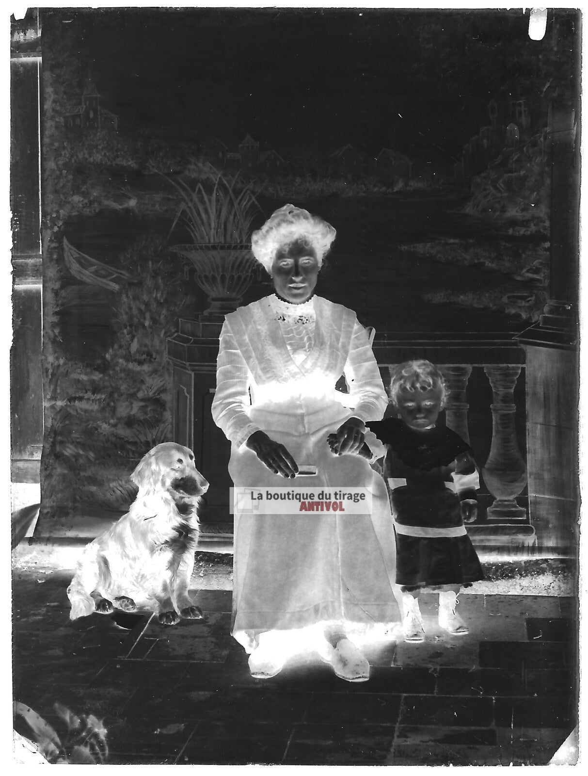 Plaque verre photo ancienne négatif noir et blanc 9x12 cm femme glass plate