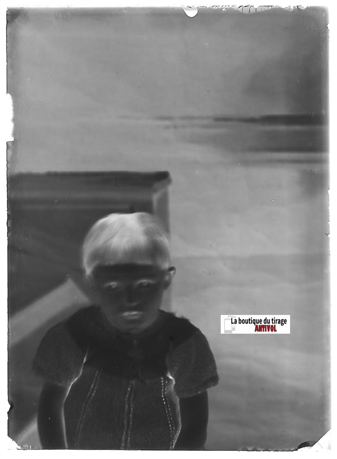 Portrait jeune garçon, Plaque verre photo, négatif ancien noir & blanc 6x9 cm