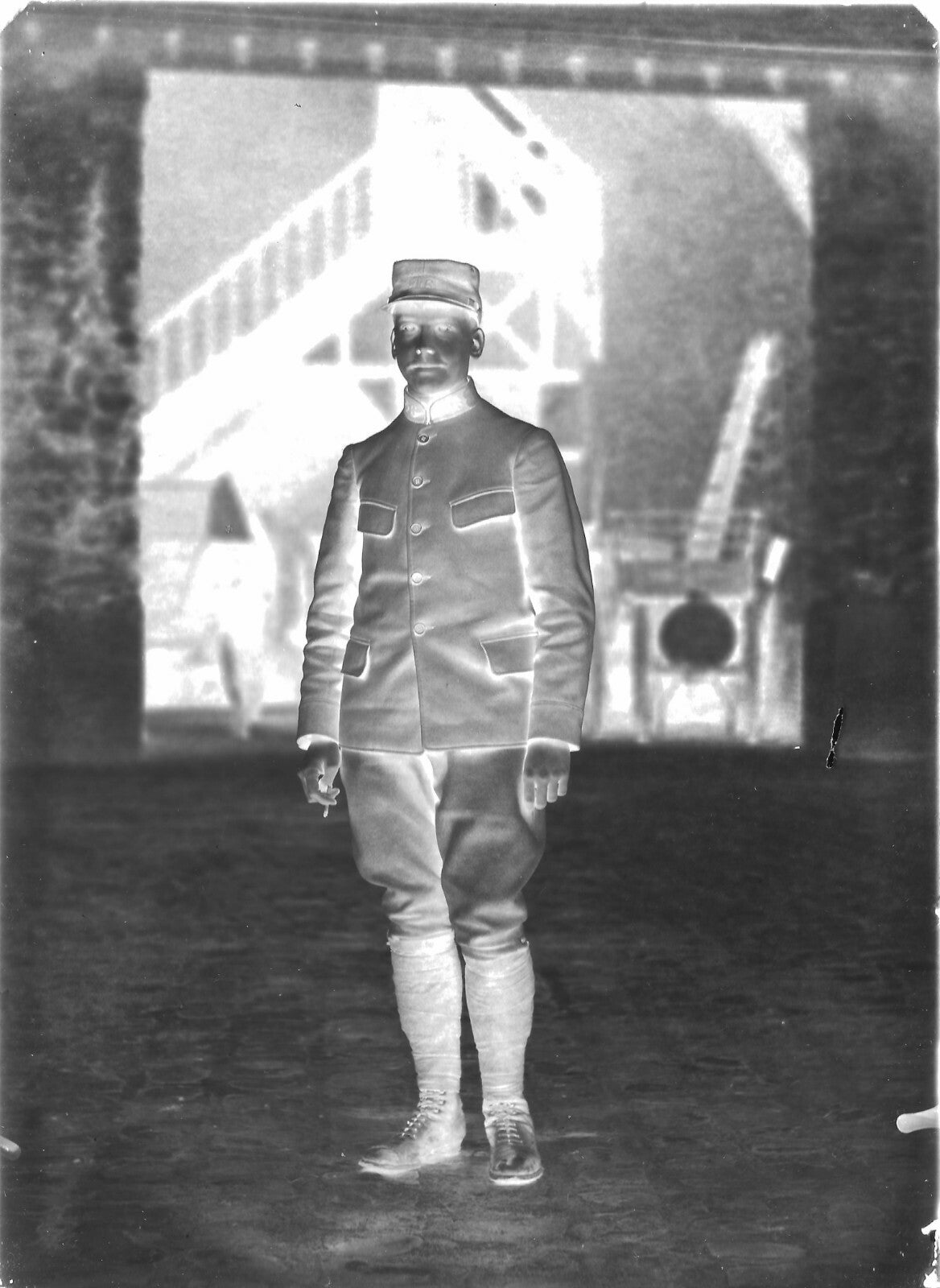Plaque verre photo ancienne négatif 13x18 cm soldat militaire armée