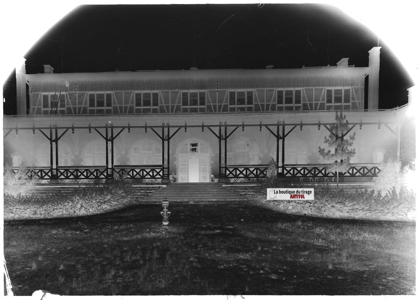 Plaque verre photo ancienne négatif noir et blanc 13x18 cm camp militaire Bitche