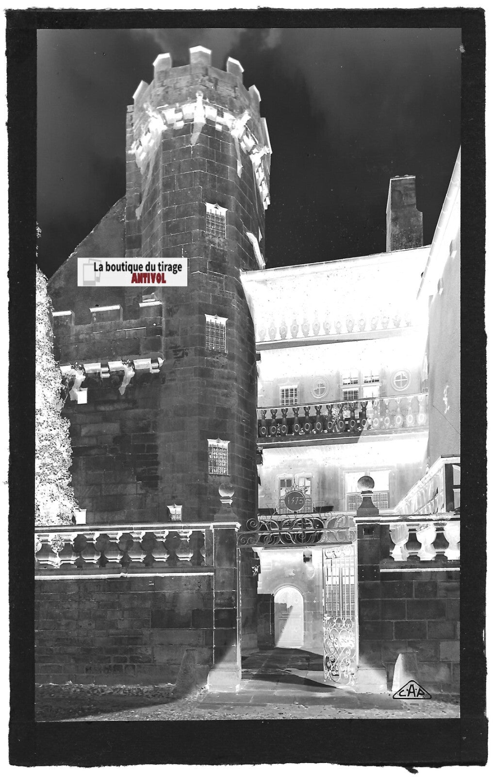 Plaque verre photo négatif noir & blanc 9x14 cm Luxeuil-les-Bains mairie