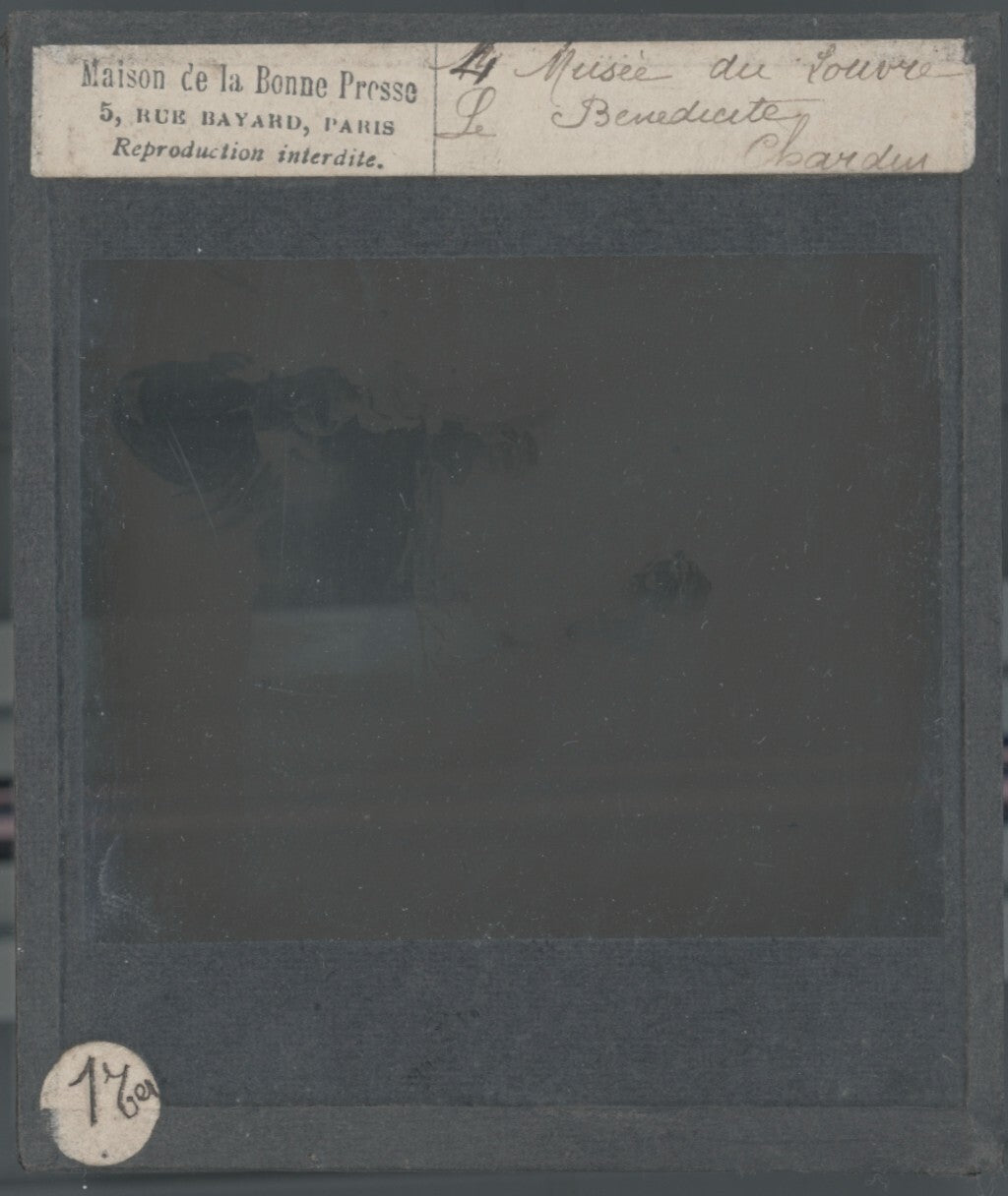 le Bénédicité, Musée du Louvre, ancienne plaque de verre, positif 8,5x10 cm