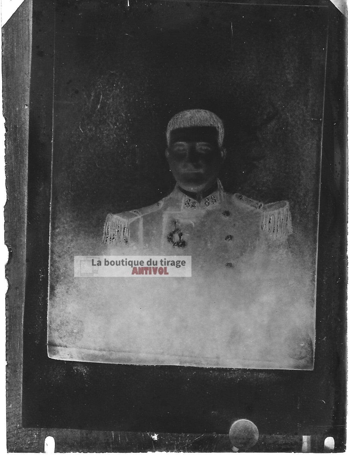 Plaque verre photo ancienne négatif noir et blanc 9x12 cm soldat 88e régiment