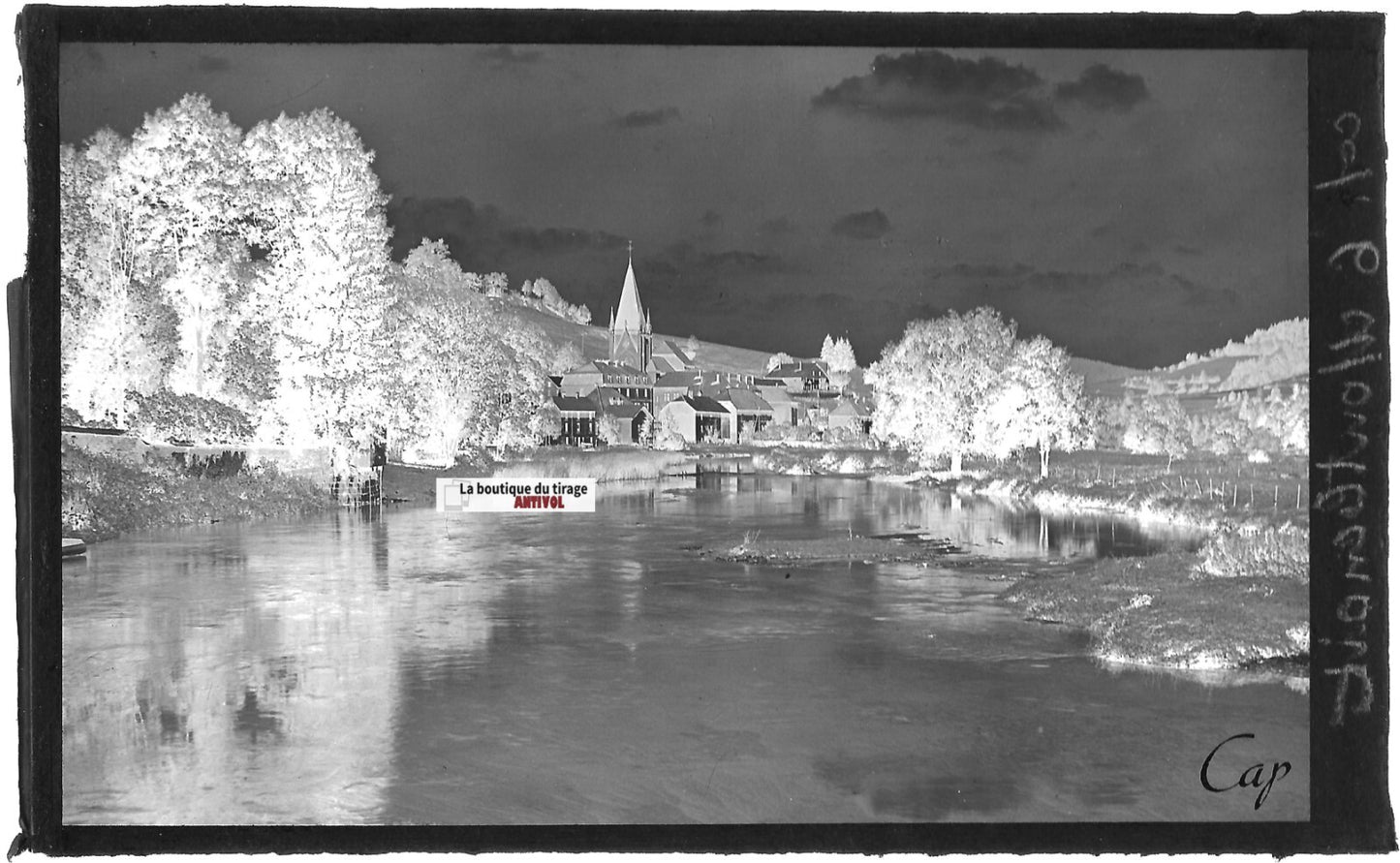 Plaque verre photo ancienne, négatif noir & blanc 9x14 cm, Montbenoît, Doubs