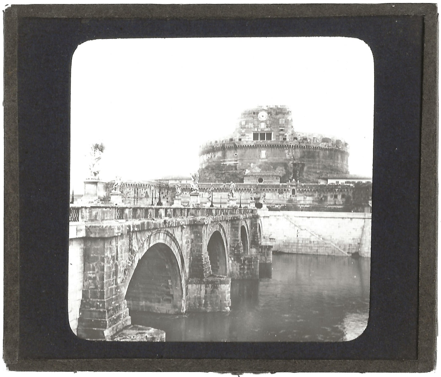 Château Saint-Ange, Rome Italie, photo plaque de verre, positif 8,5x10 cm