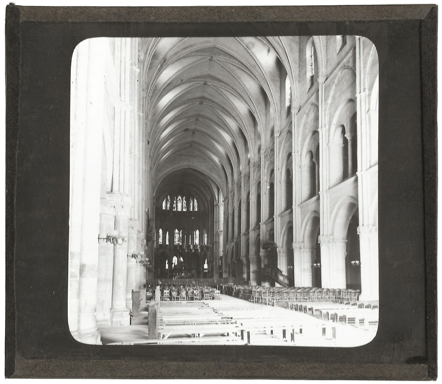 Basilique Saint-Remi de Reims, photo plaque de verre, positif 8,5x10 cm