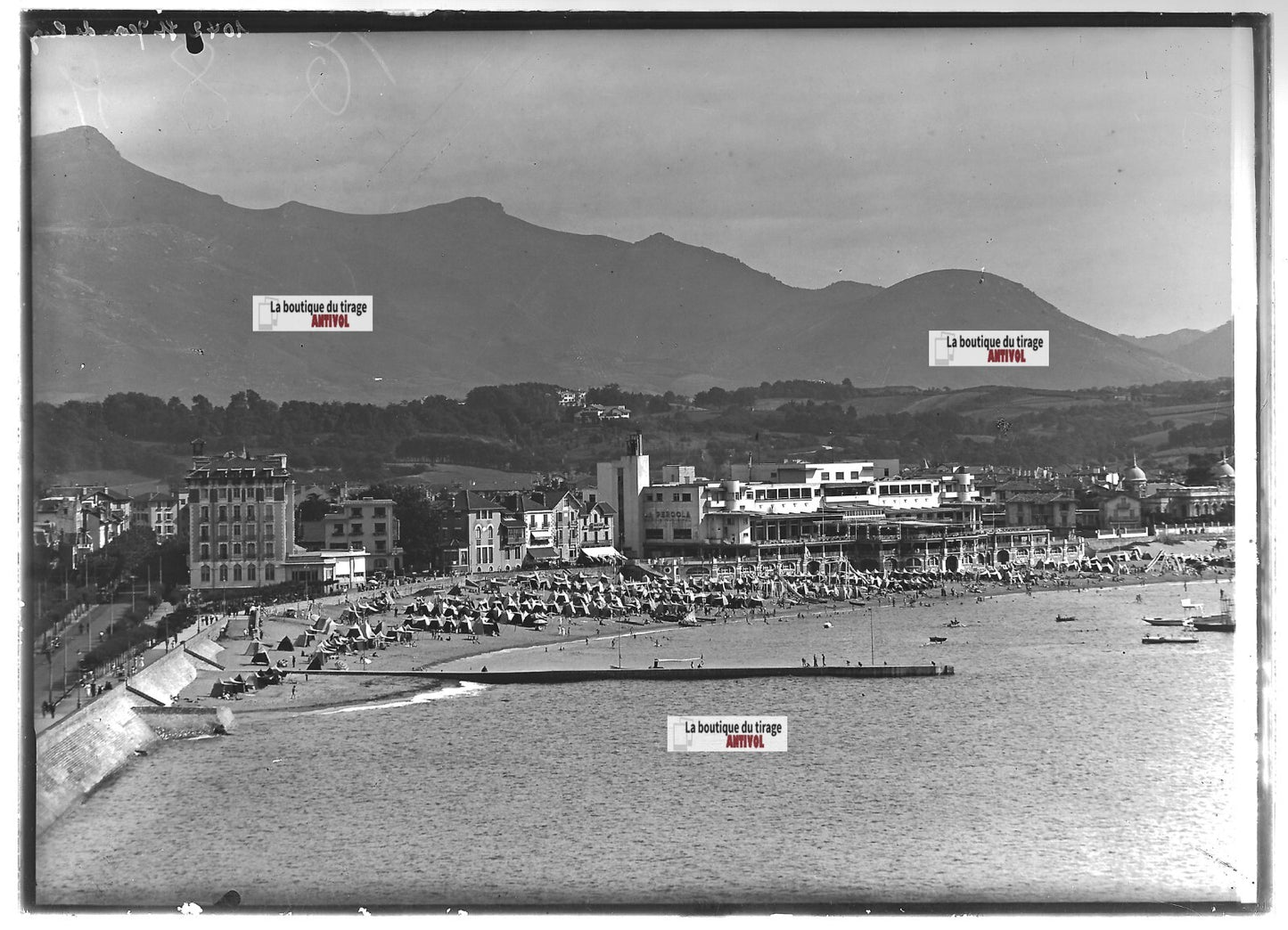 Plaque verre photo ancienne positif noir et blanc 13x18 cm Saint Jean De Luz
