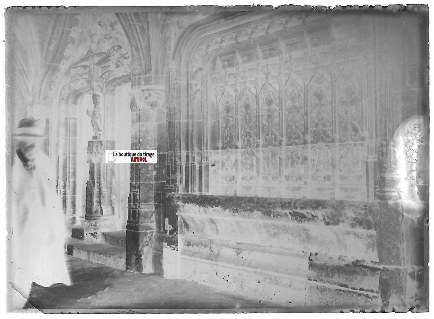 Abbaye Saint-Wandrille, Plaque verre photo, négatif noir & blanc 6x9 cm