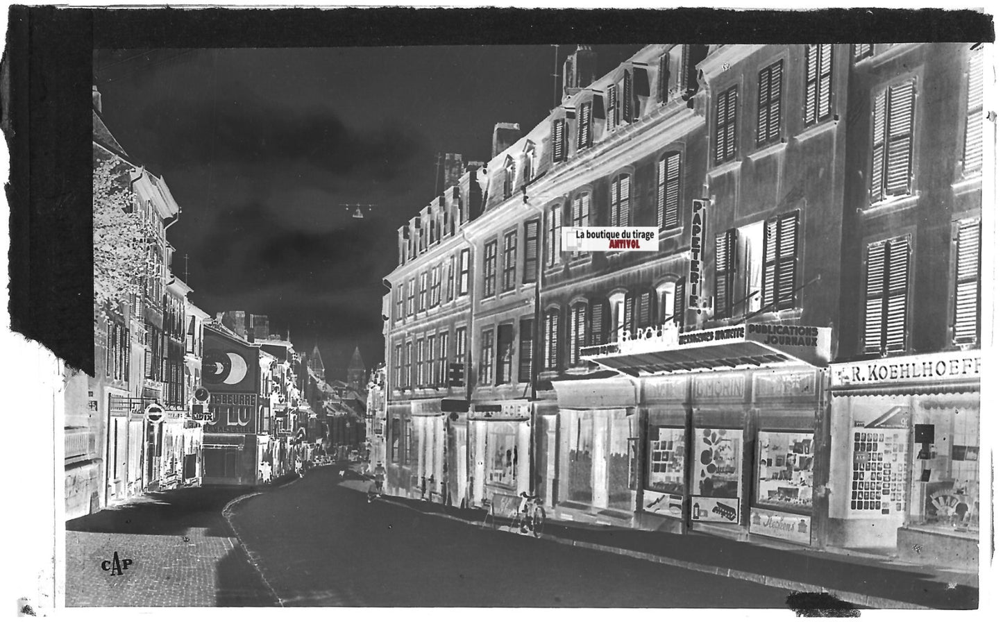 Plaque verre photo, négatif noir & blanc 9x14 cm, Sarrebourg, Grand Rue, Moselle