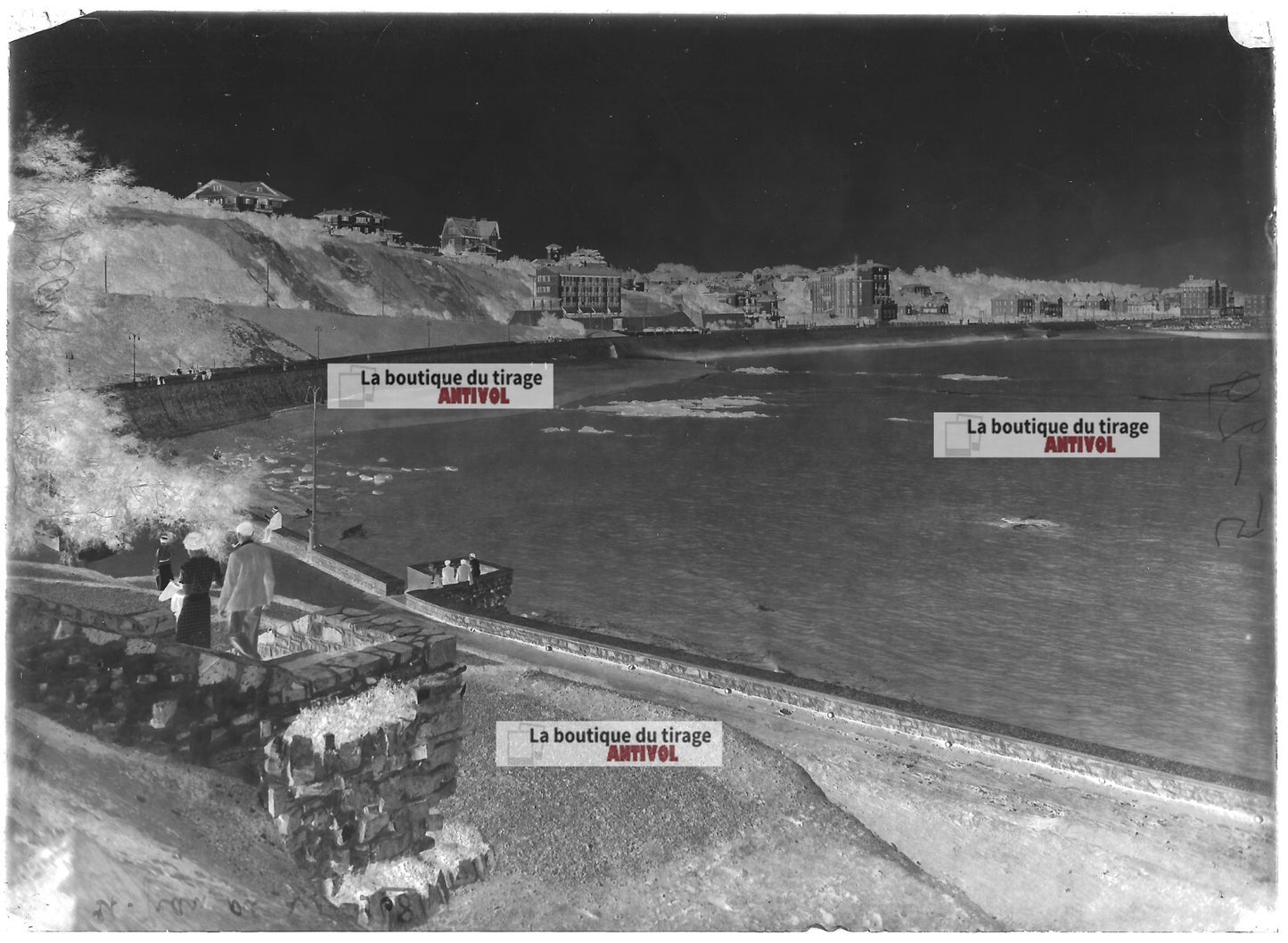 Plaque verre photo ancienne négatif noir et blanc 13x18 cm Saint Jean De Luz