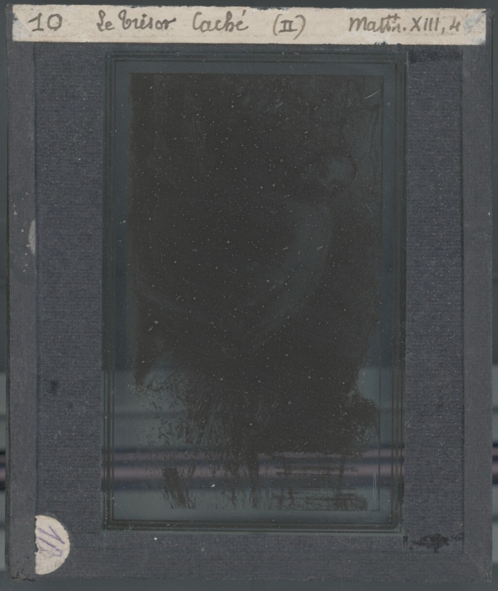 Matthieu, scène religieuse, dessin peinture plaque de verre, positif 8,5x10 cm