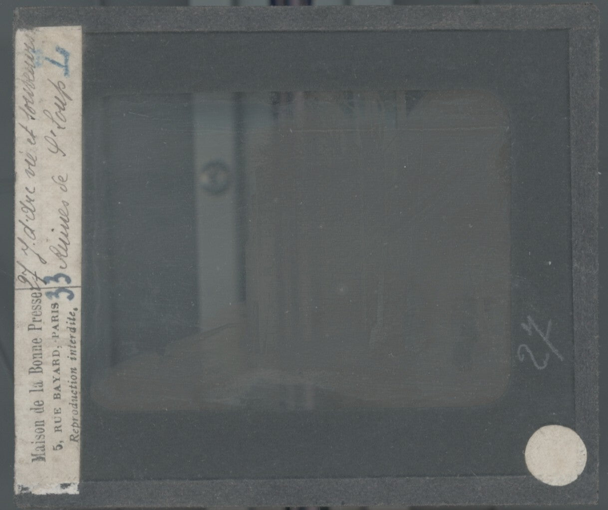 Ruines de Saint-Loup, Orléans, photo ancienne plaque verre, positif 8,5x10 cm