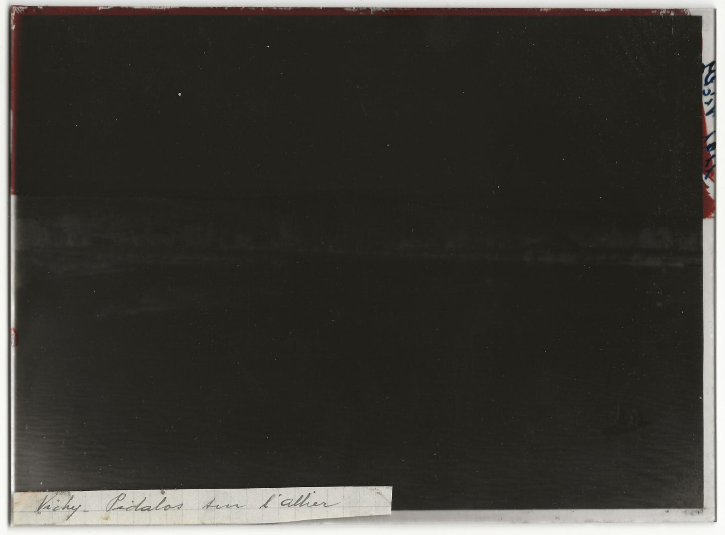 Plaque verre photo ancienne négatif noir et blanc 13x18 cm Vichy Allier pédalos