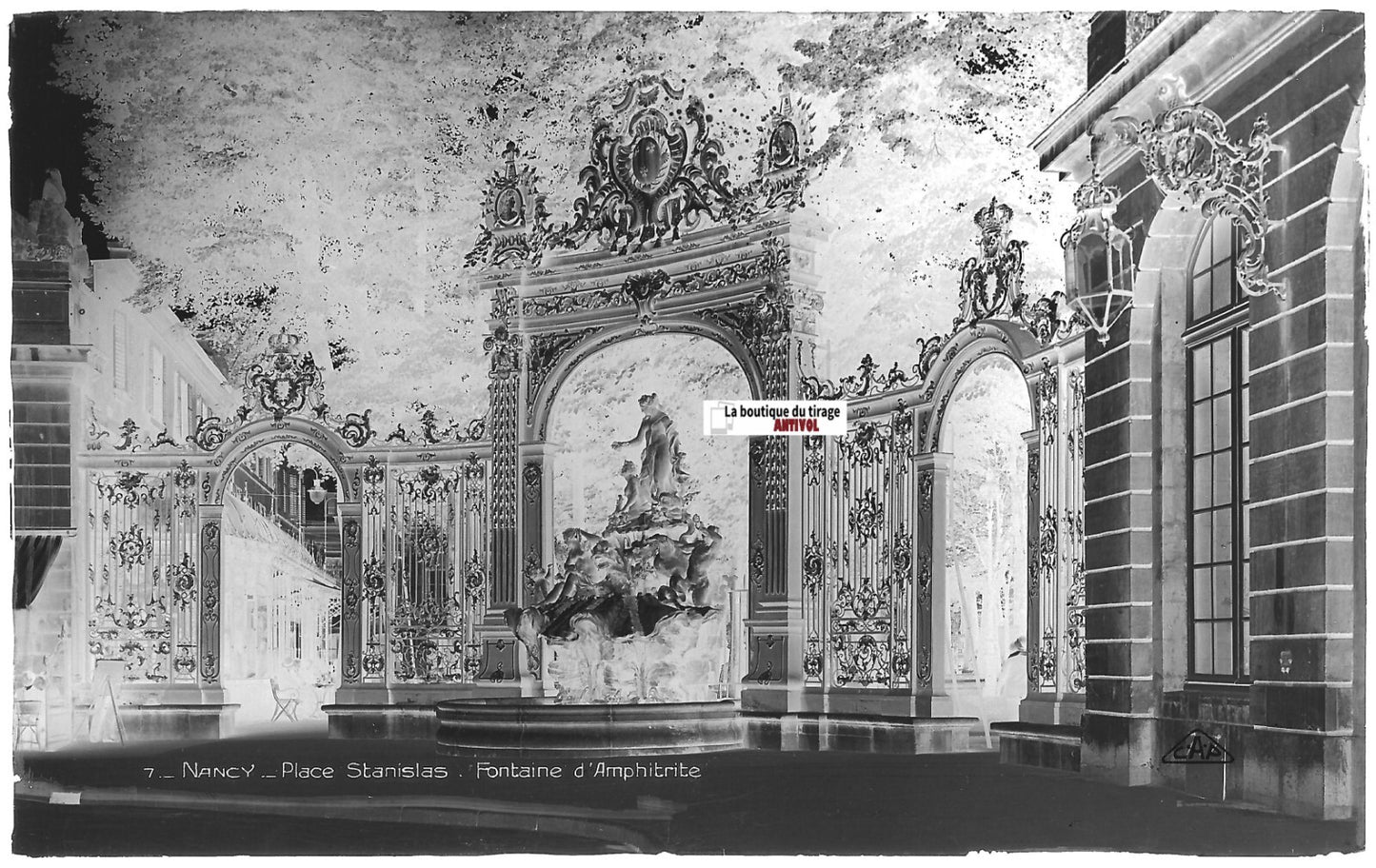 Plaque verre photo, négatif noir & blanc 9x14 cm, Stanislas Nancy, Amphitrite