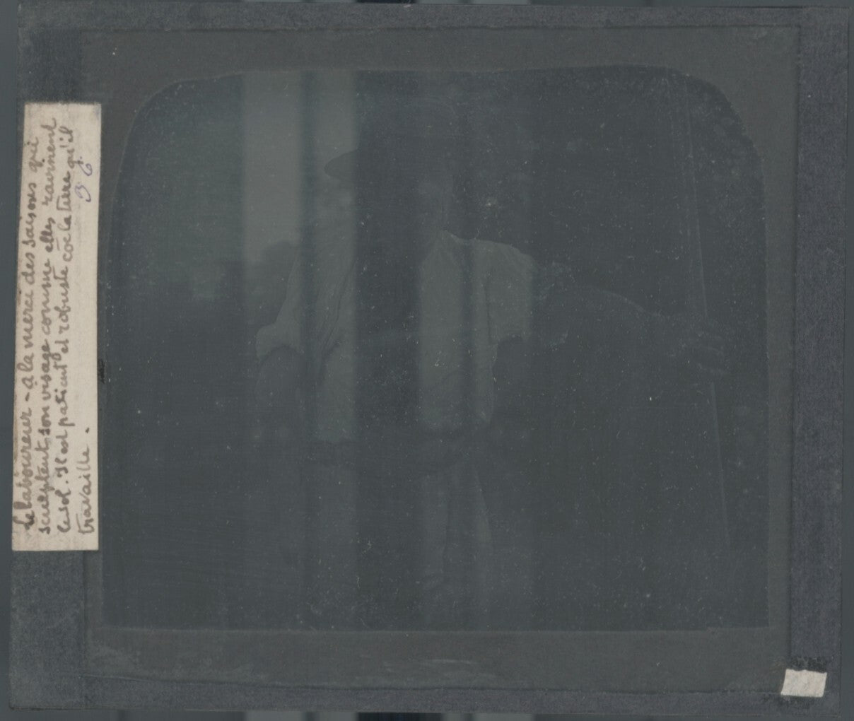 Paysan, agriculteur, photo plaque verre, noir & blanc, positif 8,5x10 cm