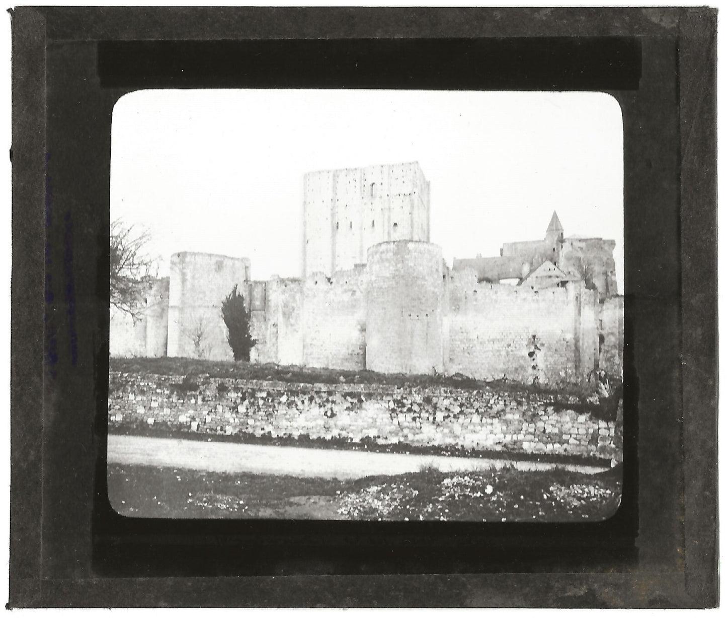 Château de Loches, Donjon, photo ancienne plaque de verre, positif 8,5x10 cm