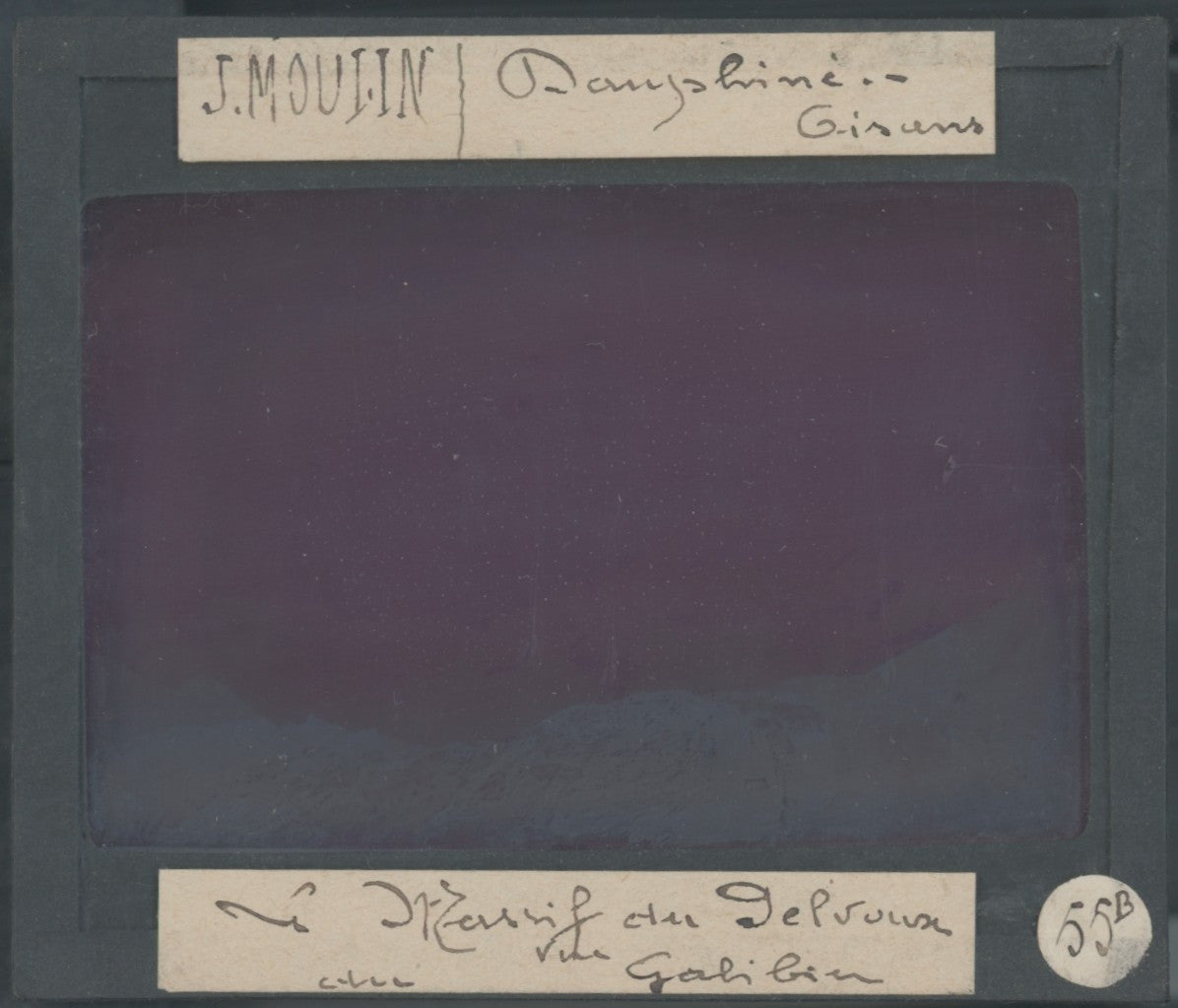 Mont Pelvoux, Galibier, photo J. Moulin, plaque verre couleur, positif 8,5x10 cm