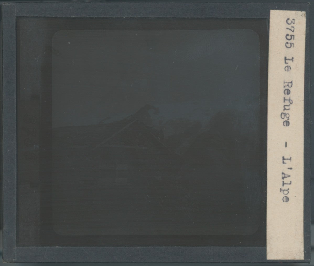 Refuge de l’Alpe, montagne, photo plaque verre, noir & blanc, positif 8,5x10 cm