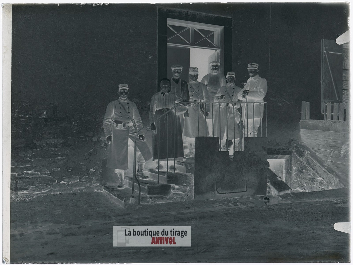 Reconnaissance à la frontière, plaque verre, photo ancienne, négatif 9x12 cm