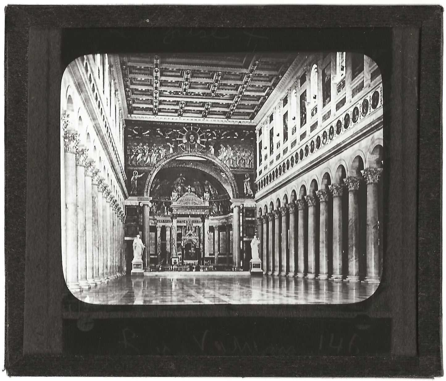 Basilique Saint-Paul-hors-les-Murs, photo plaque de verre, positif 8,5x10 cm