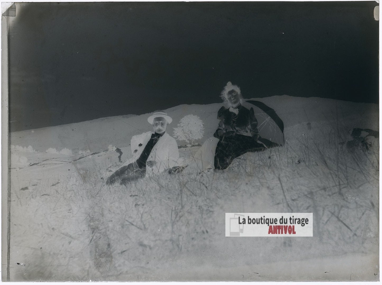 Couple, amour, montagnes, plaque verre photo ancienne, négatif 9x12 cm