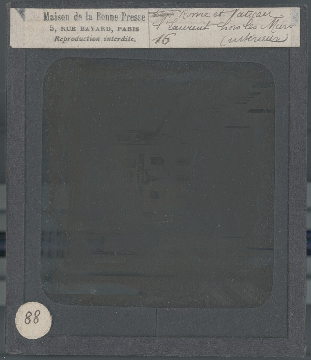 Basilique Saint-Paul-Hors-Les-Murs, Rome, photo plaque verre, positif 8,5x10 cm