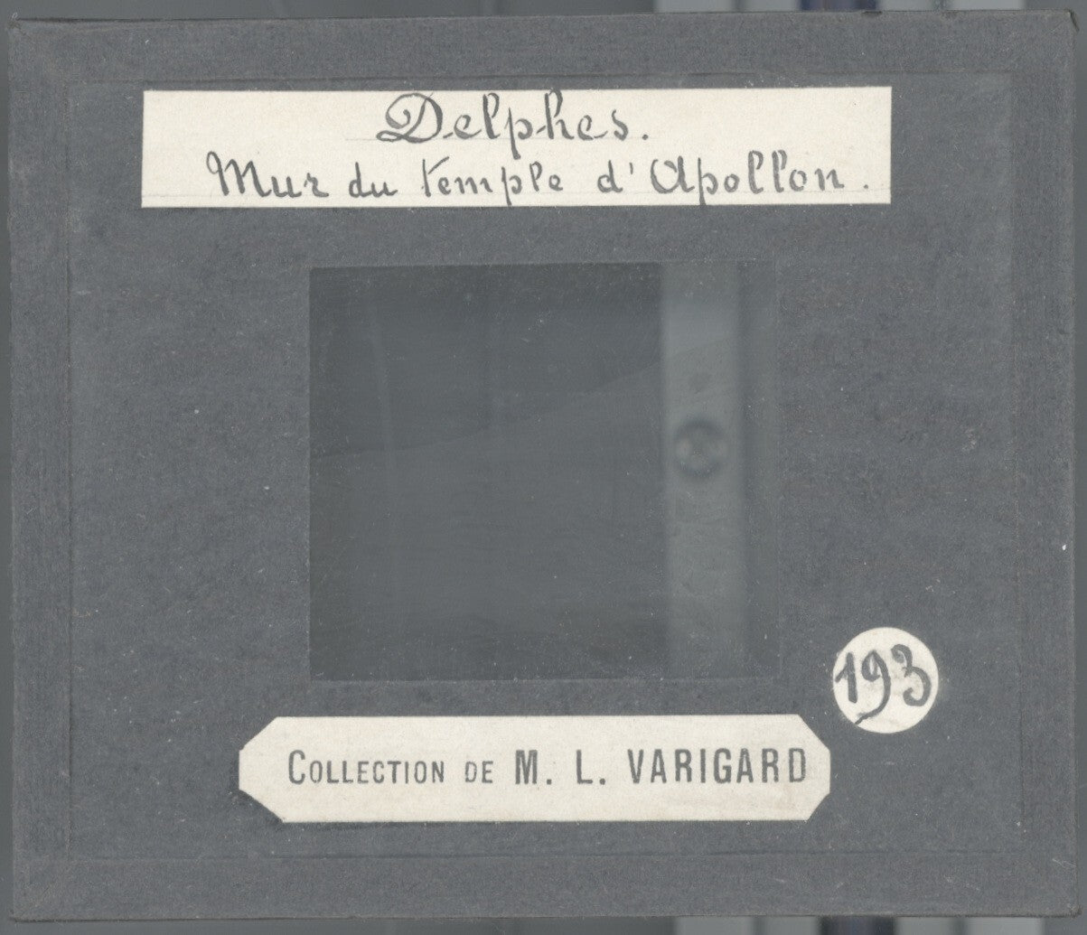 Temple d'Apollon, Delphes, Grèce, photo ancienne plaque verre, positif 8,5x10 cm