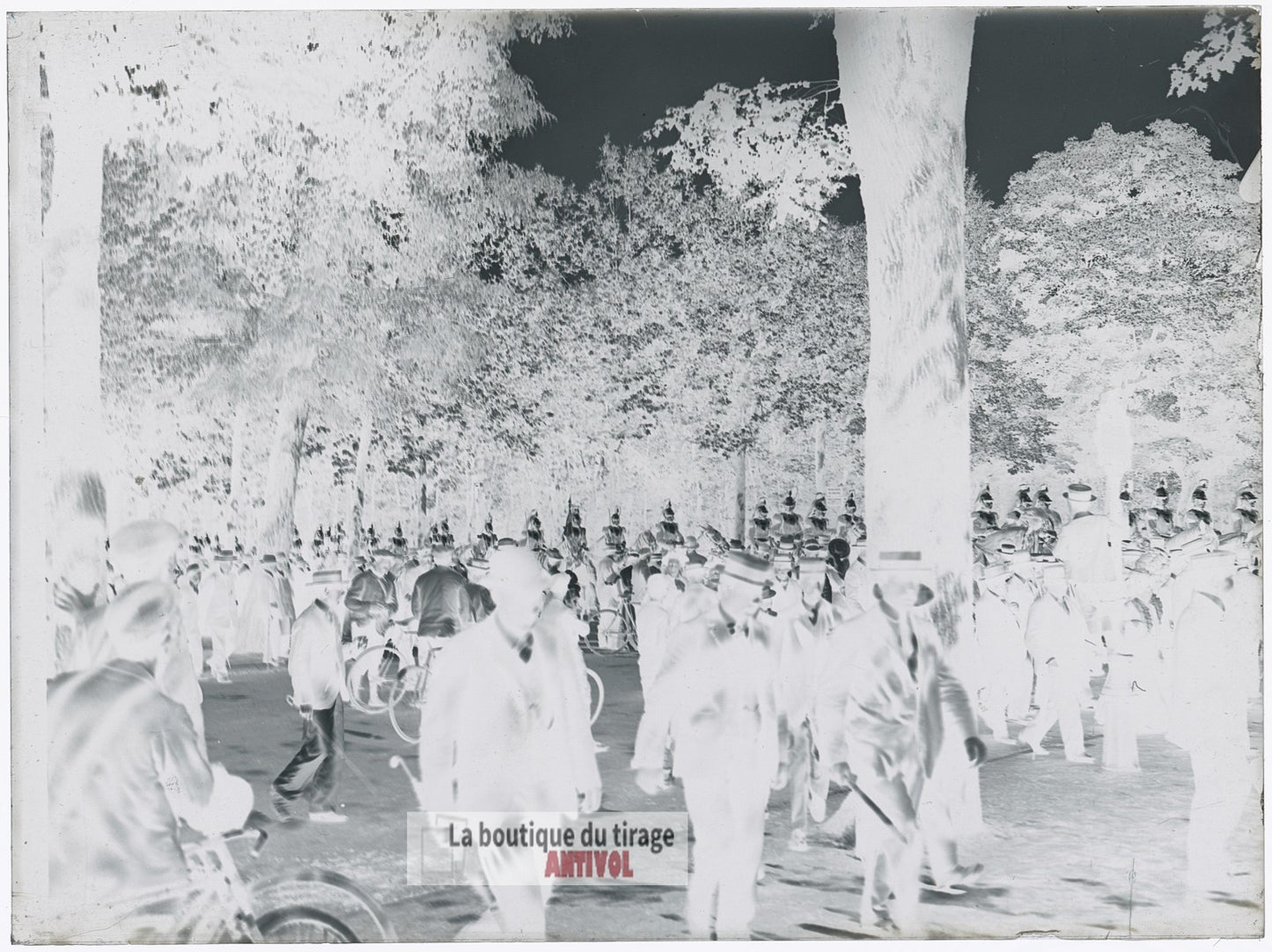 Défilé militaire, France Paris, plaque verre, photo ancienne, négatif 9x12 cm