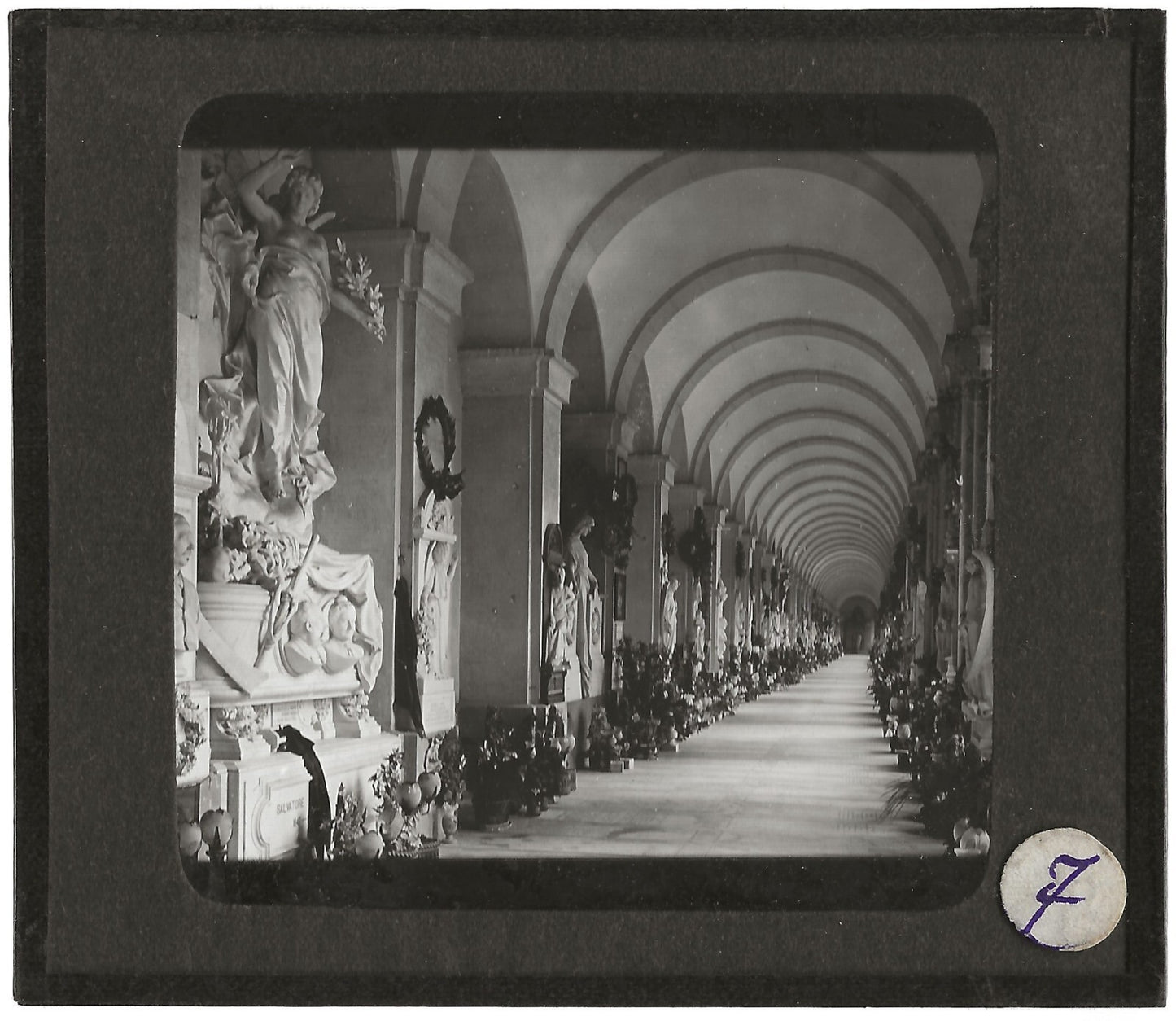 Campo-Santo de Gênes, Italie, photo ancienne plaque de verre, positif 8,5x10 cm