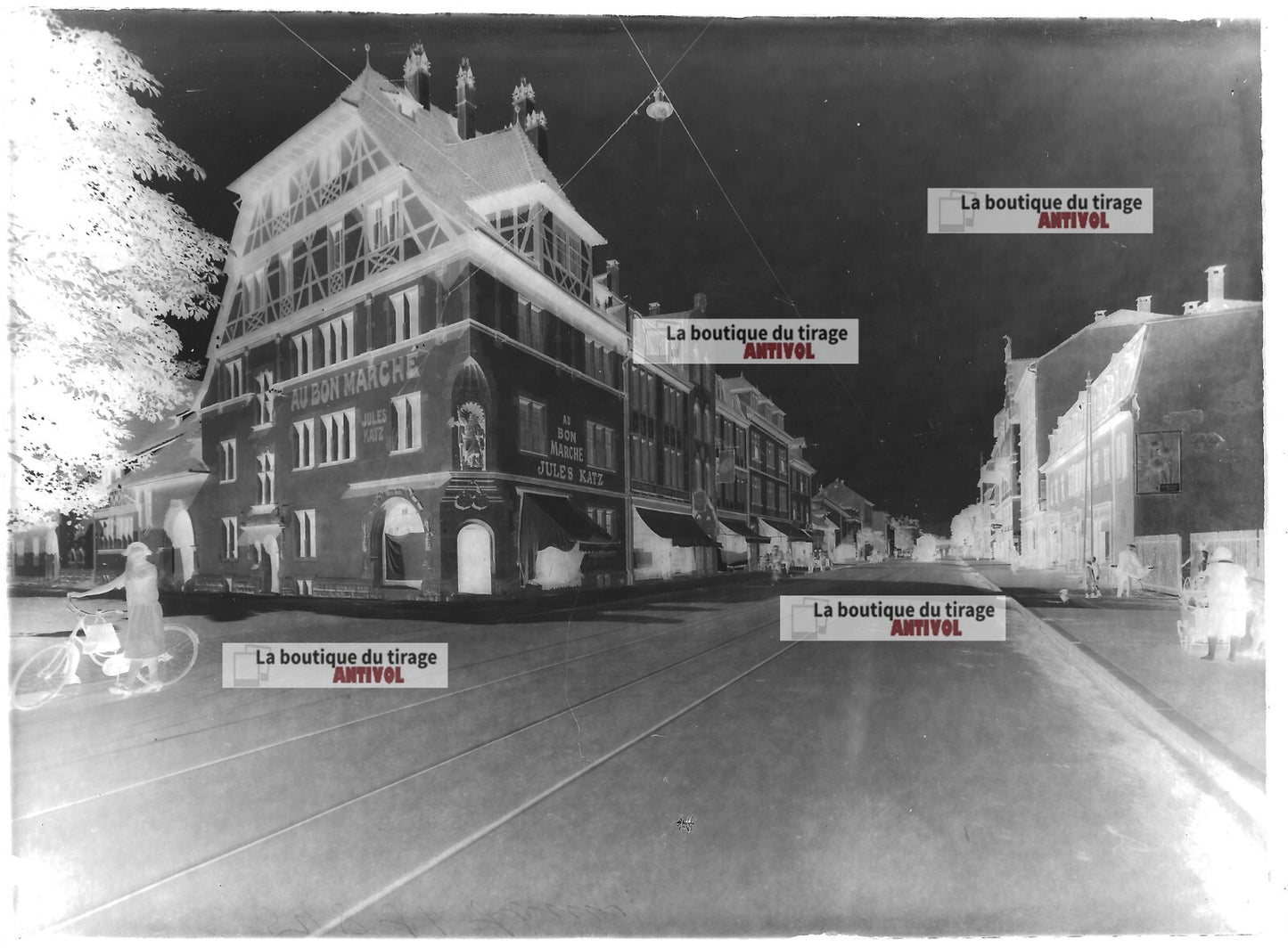 Plaque verre photo ancienne négatif noir et blanc 13x18 cm Saint-Louis Alsace
