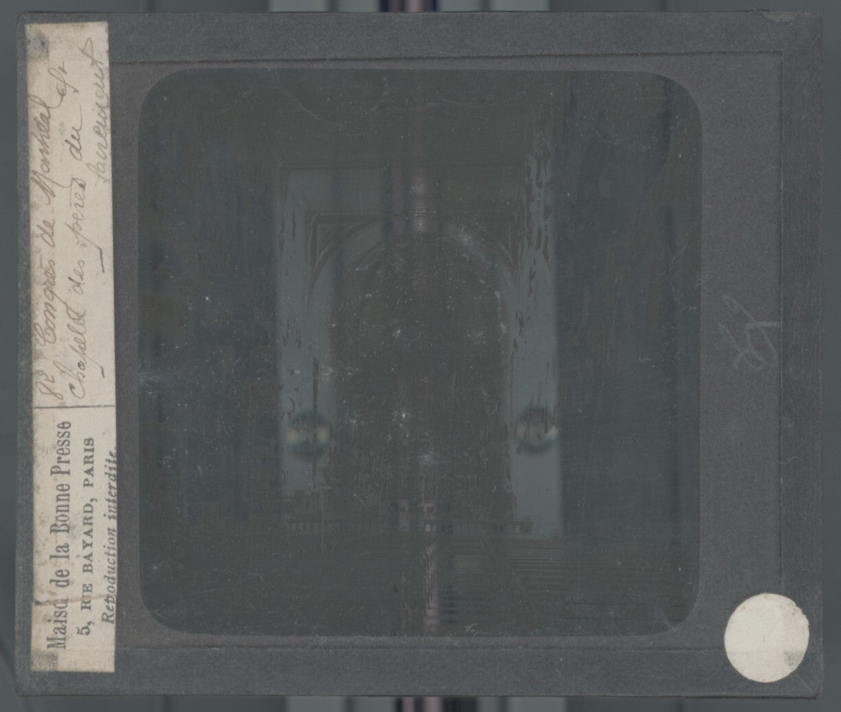 Chapelle des Pères sacrement, Montréal, photo plaque verre, positif 8,5x10 cm